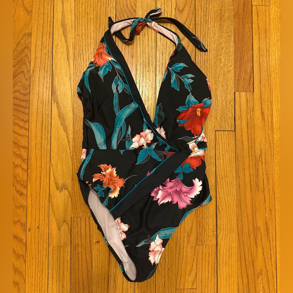 Nanette Lepore Black Floral One Piece